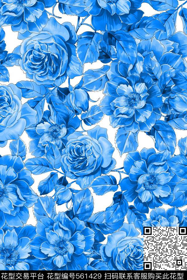 中国风花卉旗袍数码印花华亿平台下载（图片编号: 561429） - 瓦栏（Walan）