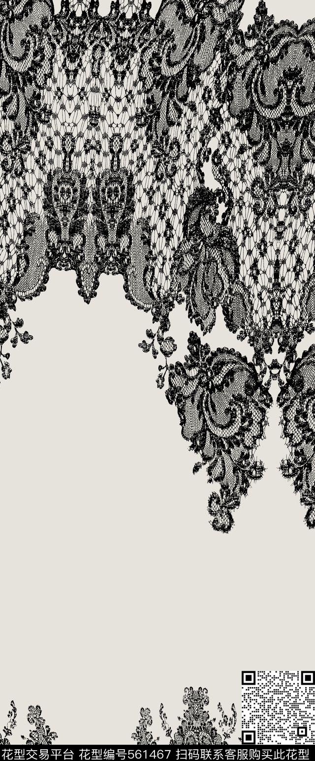 现代蕾丝网格传统印花华亿平台下载（图片编号: 561467） - 瓦栏（Walan）