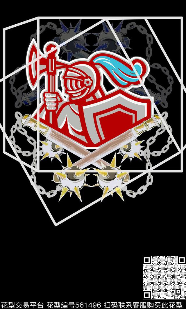 几何图案时尚定位铁锤战士传统印花华亿平台下载（图片编号: 561496） - 瓦栏（Walan）