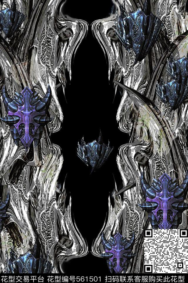 L.D~抽象L.D~盾牌L.D~肌理数码印花华亿平台下载（图片编号: 561501） - 瓦栏（Walan）