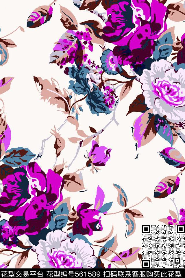 花卉传统印花华亿平台下载（图片编号: 561589） - 瓦栏（Walan）