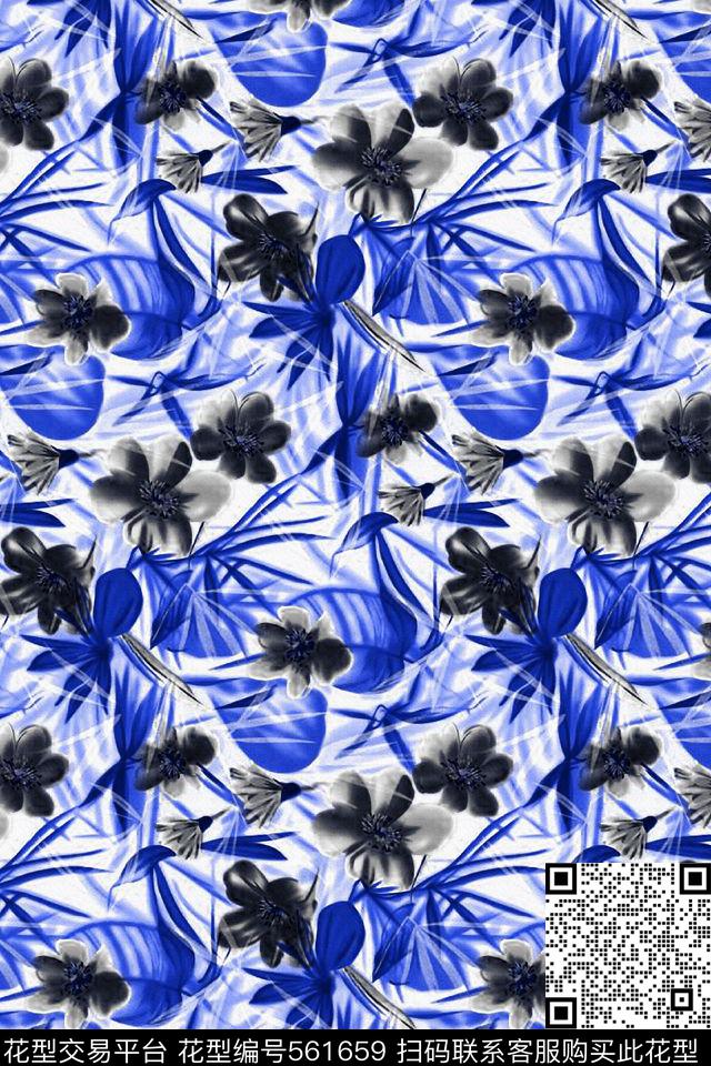 服装花卉水彩数码印花华亿平台下载（图片编号: 561659） - 瓦栏（Walan）