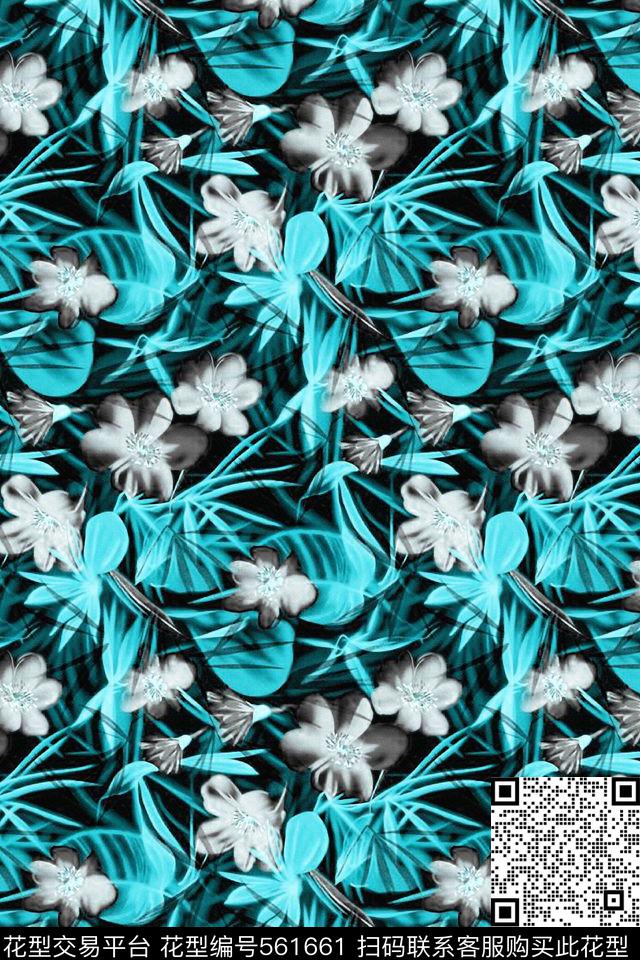 服装花卉水彩数码印花华亿平台下载（图片编号: 561661） - 瓦栏（Walan）