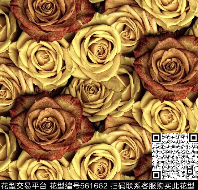 玫瑰花卉秋天数码印花华亿平台下载（图片编号: 561662） - 瓦栏（Walan）