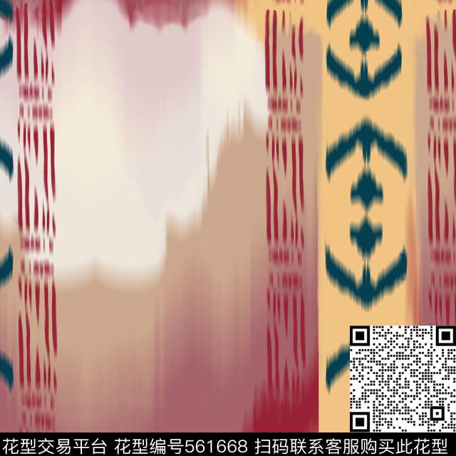 民族几何抽象数码印花华亿平台下载（图片编号: 561668） - 瓦栏（Walan）