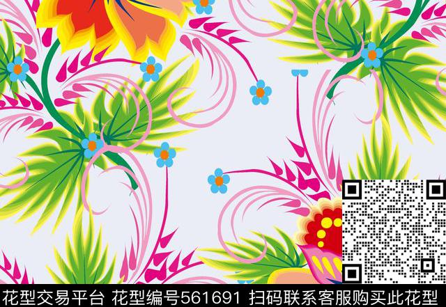 太空几何花卉传统印花华亿平台下载（图片编号: 561691） - 瓦栏（Walan）