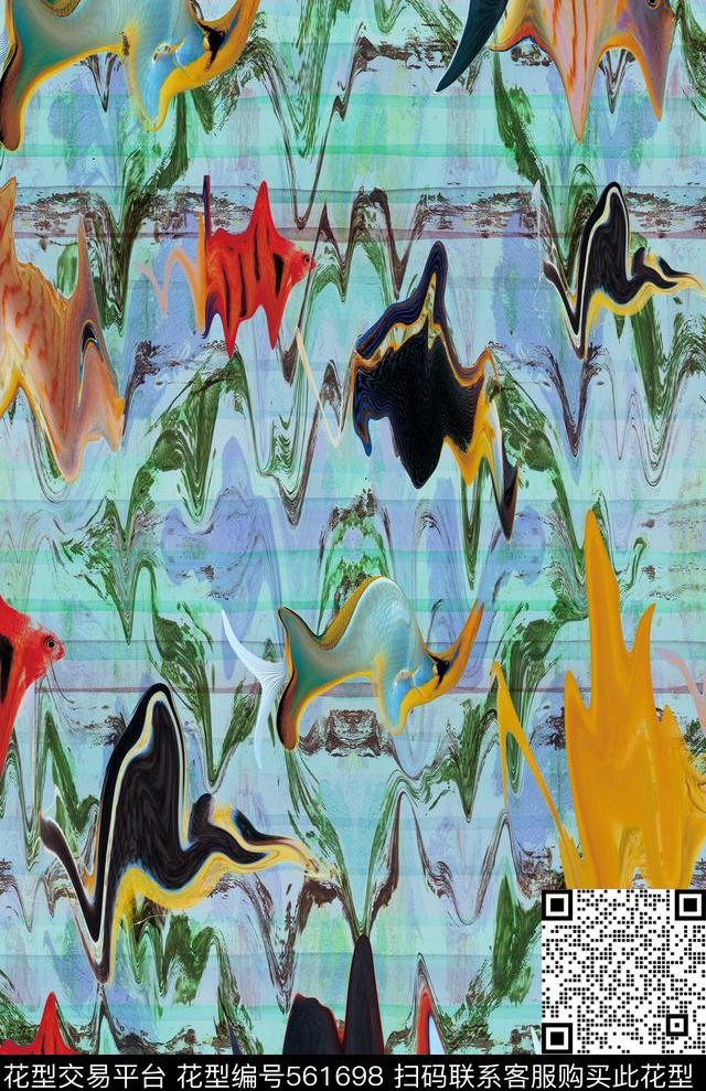 时尚抽象波纹数码印花华亿平台下载（图片编号: 561698） - 瓦栏（Walan）