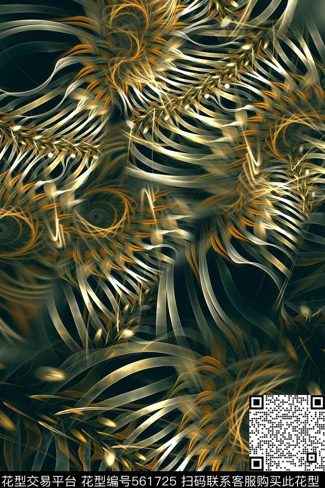 几何羽毛抽象分形图案外套数码印花华亿平台下载（图片编号: 561725） - 瓦栏（Walan）