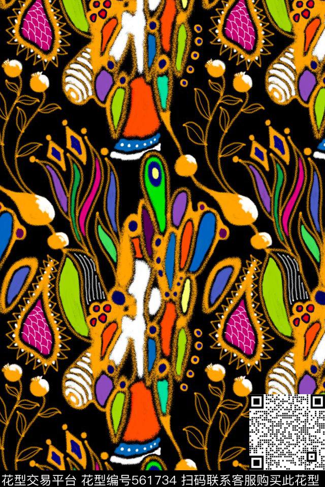 抽象创意浓烈数码印花华亿平台下载（图片编号: 561734） - 瓦栏（Walan）