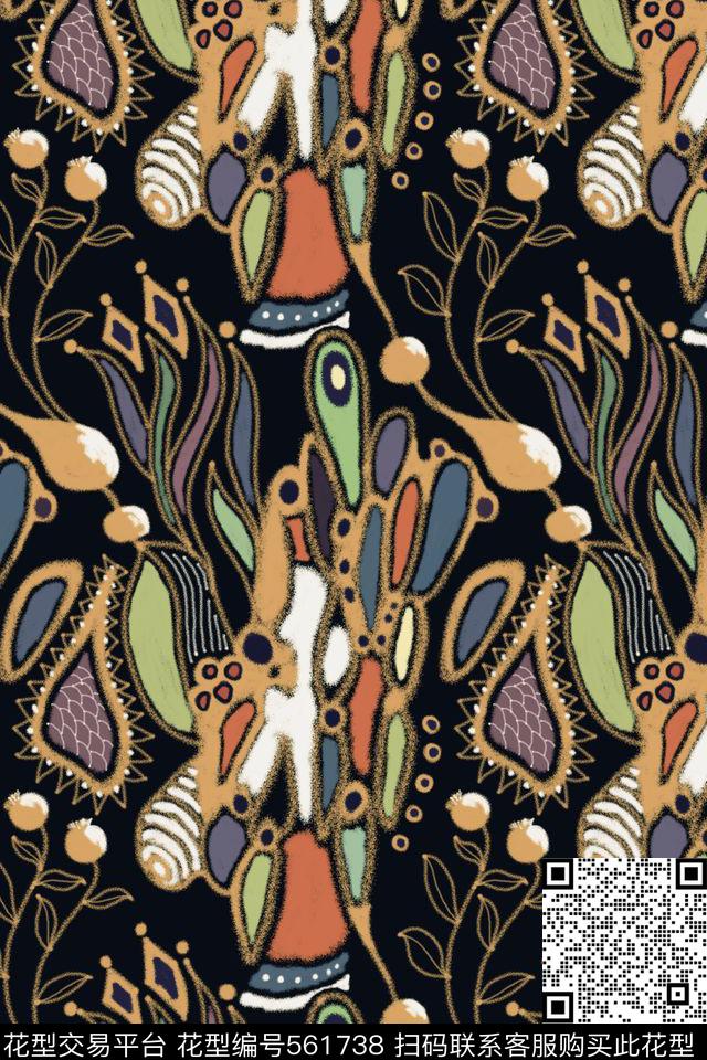 抽象创意浓烈传统印花华亿平台下载（图片编号: 561738） - 瓦栏（Walan）