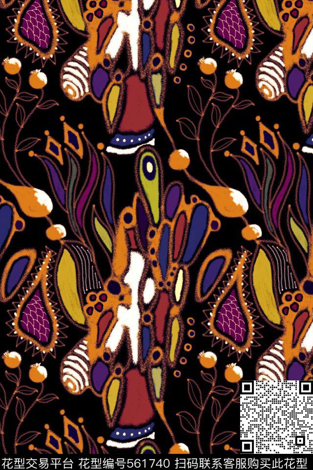 抽象创意浓烈传统印花华亿平台下载（图片编号: 561740） - 瓦栏（Walan）