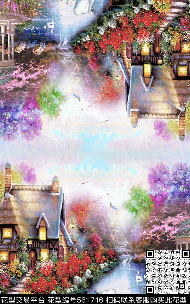 创意图案设计创意服装面料风景数码印花华亿平台下载（图片编号: 561746） - 瓦栏（Walan）