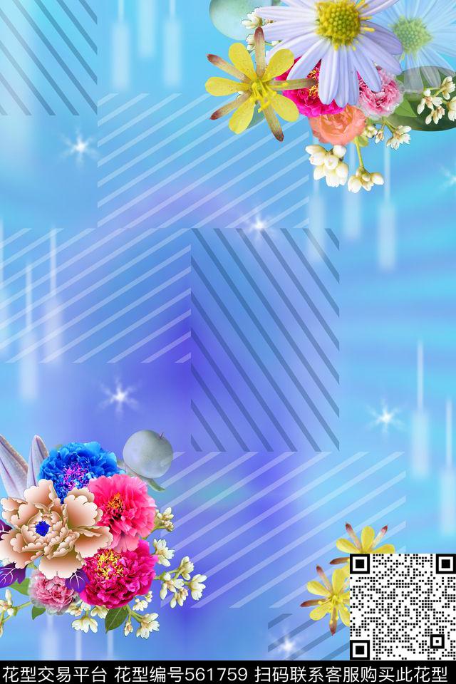 潮流花卉流行数码印花华亿平台下载（图片编号: 561759） - 瓦栏（Walan）