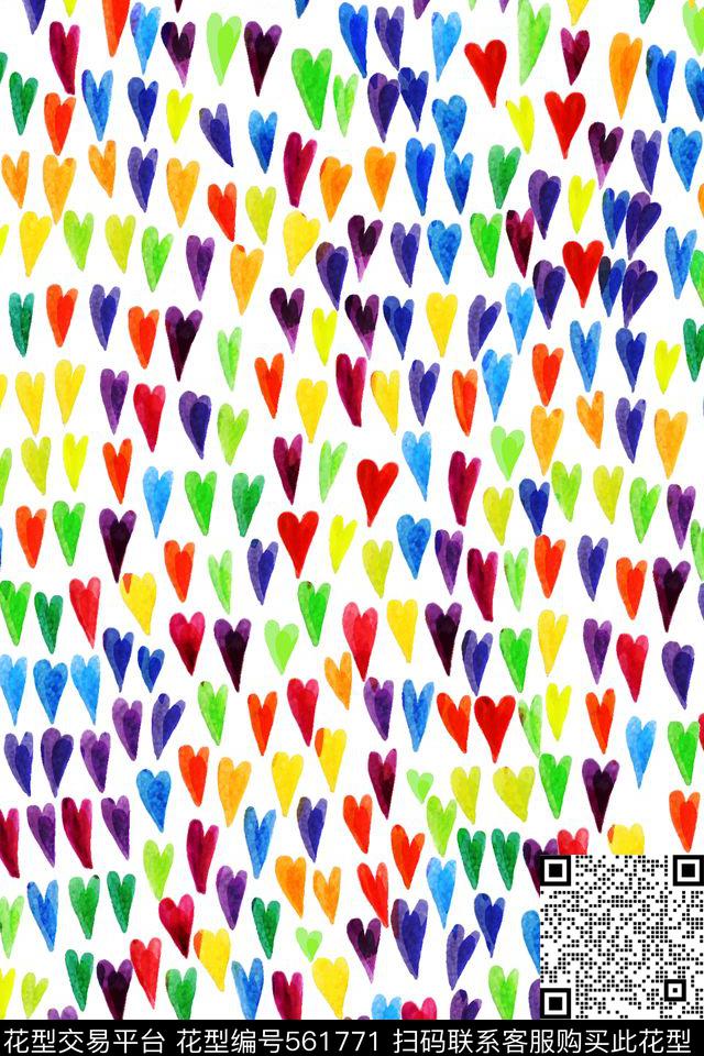 水彩爱心趣味数码印花华亿平台下载（图片编号: 561771） - 瓦栏（Walan）
