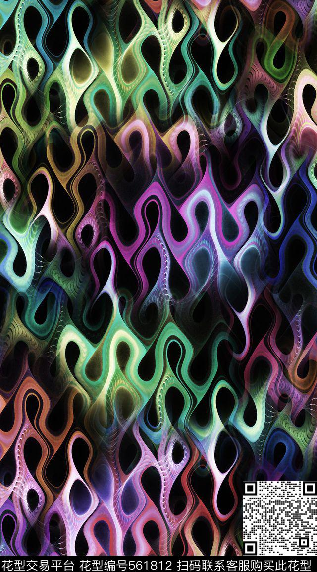 抽象创意动感数码印花华亿平台下载（图片编号: 561812） - 瓦栏（Walan）