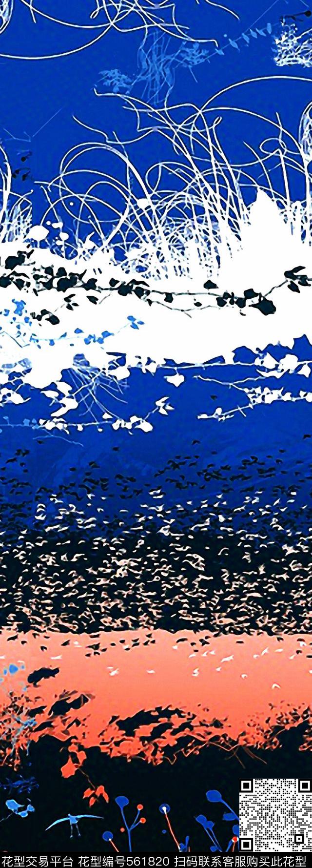 二方连续风景写实花秋冬传统印花华亿平台下载（图片编号: 561820） - 瓦栏（Walan）