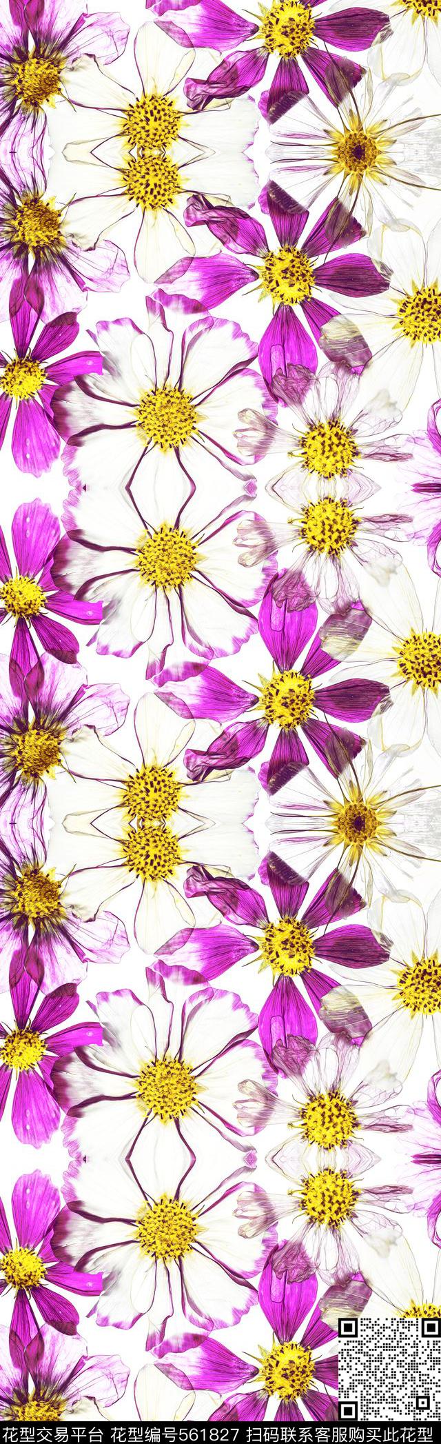 菊花花朵现代数码印花华亿平台下载（图片编号: 561827） - 瓦栏（Walan）