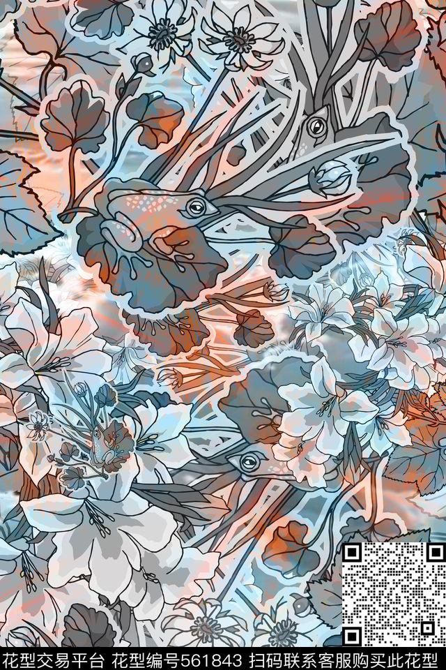 时尚流行别致数码印花华亿平台下载（图片编号: 561843） - 瓦栏（Walan）