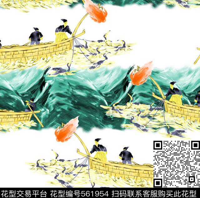 中国风水彩几何数码印花华亿平台下载（图片编号: 561954） - 瓦栏（Walan）