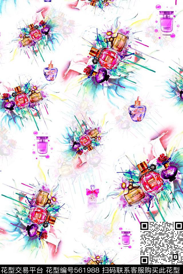 香水瓶阿拉伯时尚数码印花华亿平台下载（图片编号: 561988） - 瓦栏（Walan）
