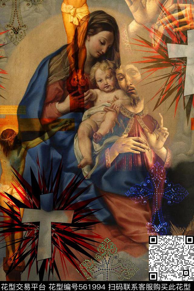 衬衫冬装十字架数码印花华亿平台下载（图片编号: 561994） - 瓦栏（Walan）