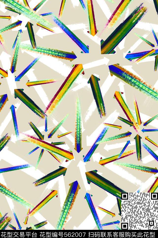 手绘笔触箭头数码印花华亿平台下载（图片编号: 562007） - 瓦栏（Walan）