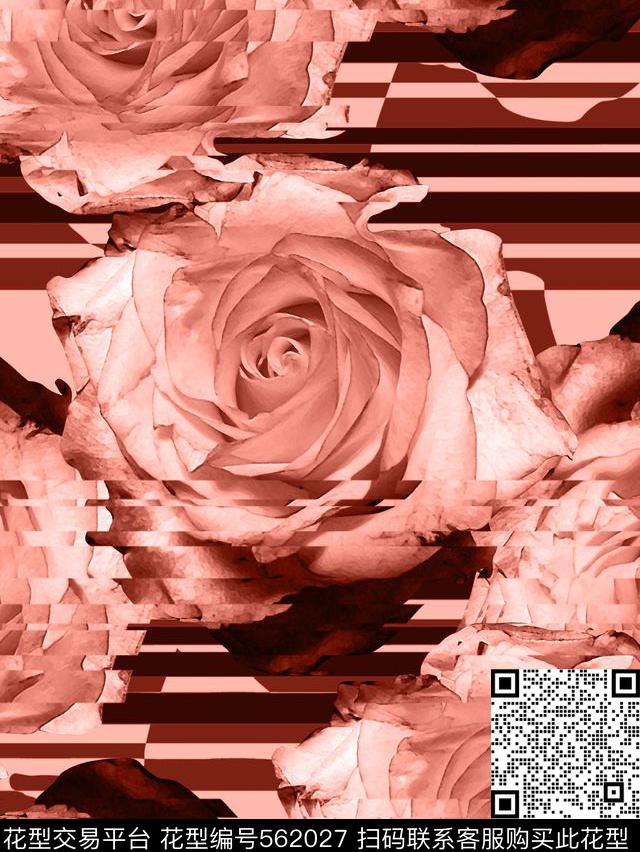 几何解构花卉艺术效果花卉、单色、条纹、破碎、概念男装印花集锦数码印花华亿平台下载（图片编号: 562027） - 瓦栏（Walan）