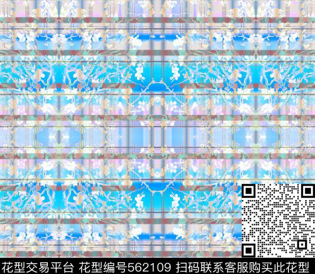 迷幻浪漫复古欧式桃花梵高油画格纹渐变叠加数码印花华亿平台下载（图片编号: 562109） - 瓦栏（Walan）