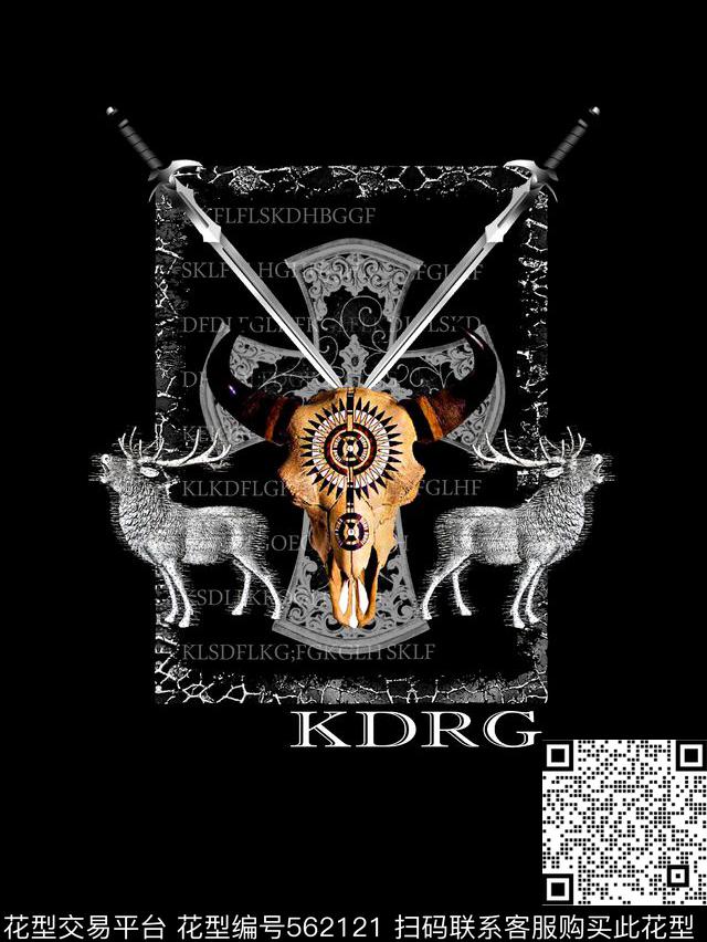 抽象男装图案复古羊头鹿艺术画框数码印花华亿平台下载（图片编号: 562121） - 瓦栏（Walan）