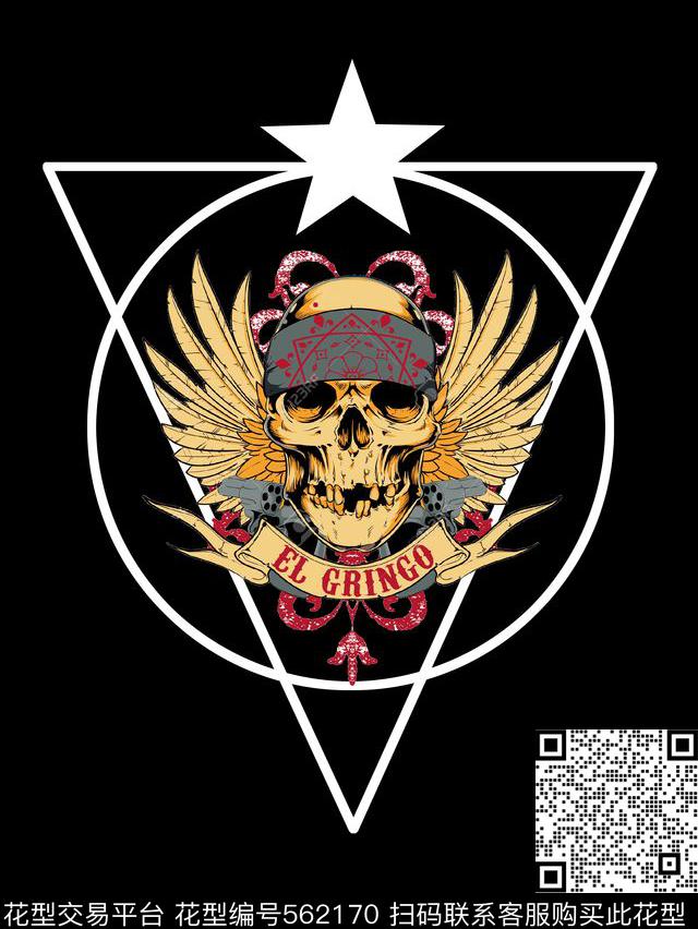 潮流骷髅头海盗数码印花华亿平台下载（图片编号: 562170） - 瓦栏（Walan）