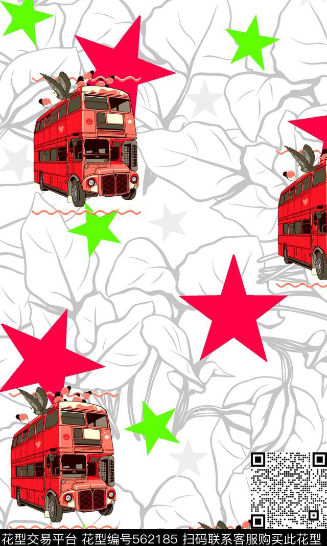 创意服装面料创意图案设计卡通汽车数码印花华亿平台下载（图片编号: 562185） - 瓦栏（Walan）