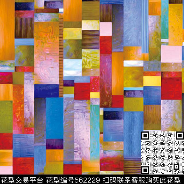 几何纹理色块数码印花华亿平台下载（图片编号: 562229） - 瓦栏（Walan）