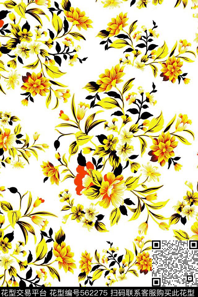 中国风复古花卉服装家纺箱包青花瓷系列复古花卉花卉传统印花华亿平台下载（图片编号: 562275） - 瓦栏（Walan）