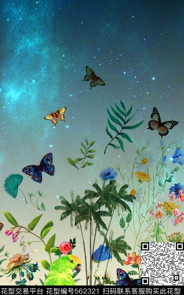 花卉热带风情星空数码印花华亿平台下载（图片编号: 562321） - 瓦栏（Walan）