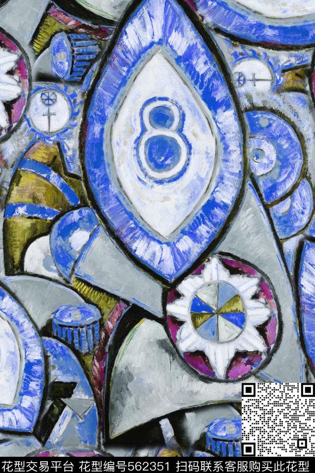 手绘时尚创意立体几何油画欧美大牌复古抽象女装男装短裤短裙衬衫外套H【抽象】数码印花华亿平台下载（图片编号: 562351） - 瓦栏（Walan）