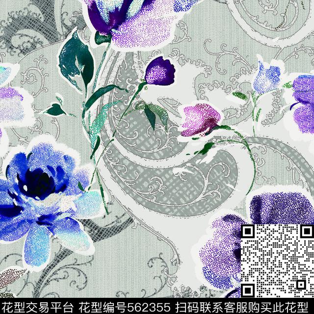 手绘花卉家纺传统印花华亿平台下载（图片编号: 562355） - 瓦栏（Walan）