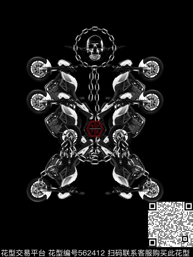 抽象男装图案变形机器人男装衬衫图案数码印花华亿平台下载（图片编号: 562412） - 瓦栏（Walan）