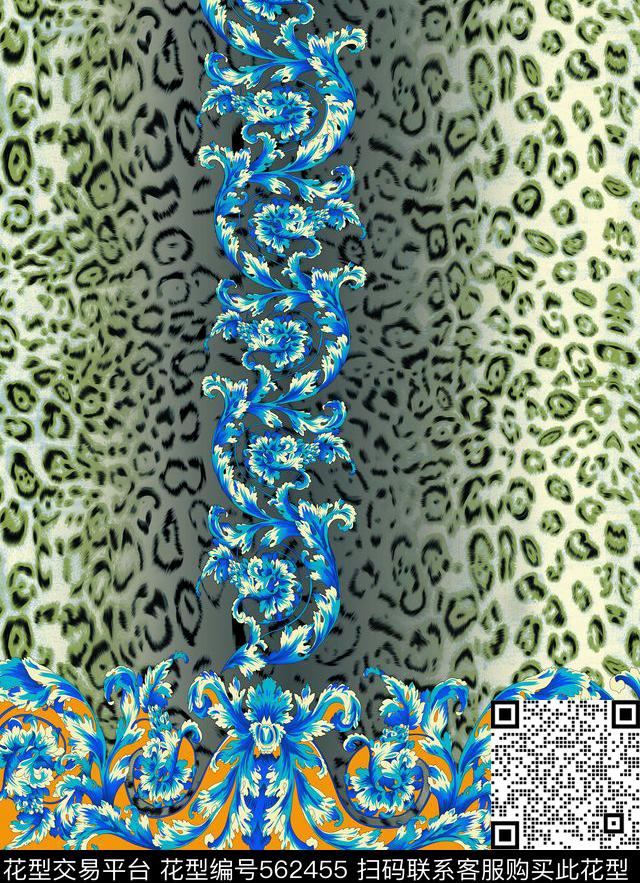 现代定位卷草传统印花华亿平台下载（图片编号: 562455） - 瓦栏（Walan）