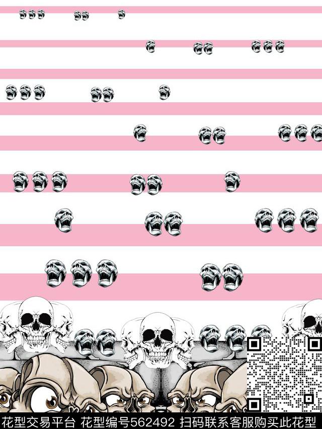 抽象插画个性骷髅头数码印花华亿平台下载（图片编号: 562492） - 瓦栏（Walan）