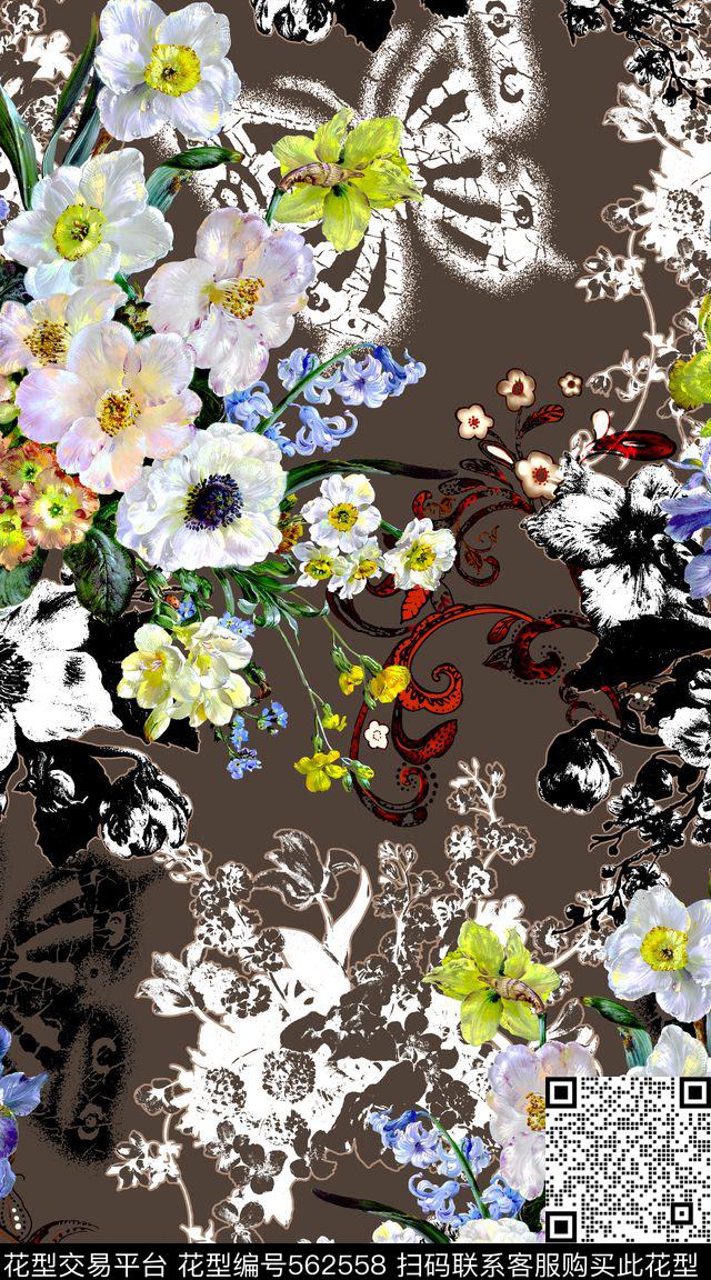 底纹服装黑白数码印花华亿平台下载（图片编号: 562558） - 瓦栏（Walan）