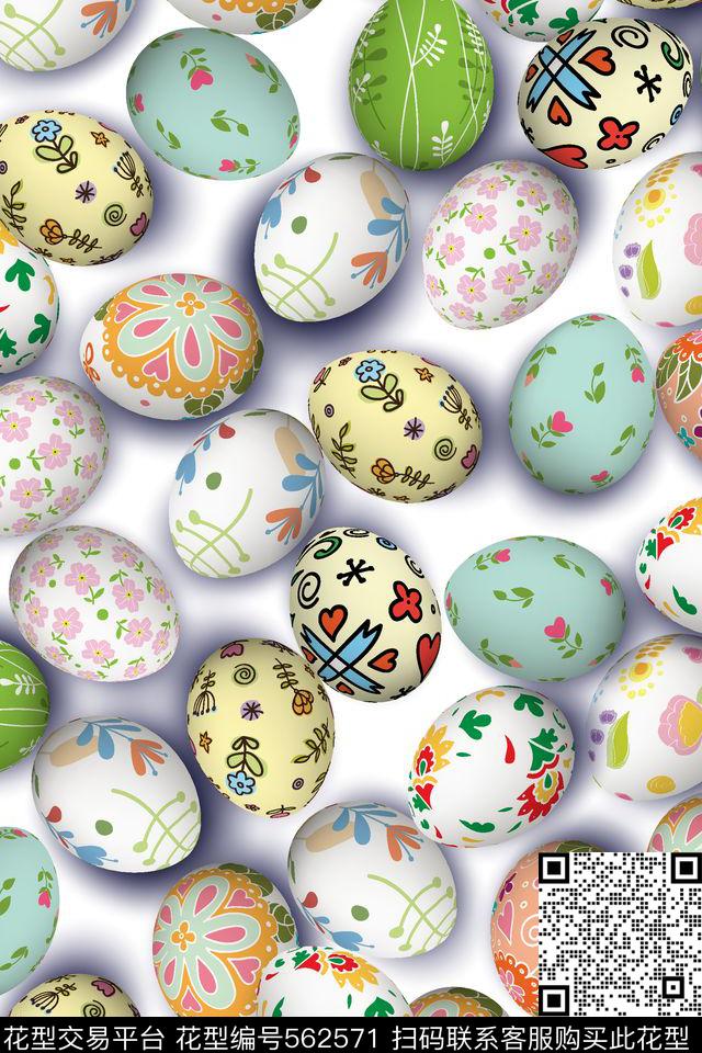 卡通彩蛋木纹传统印花华亿平台下载（图片编号: 562571） - 瓦栏（Walan）