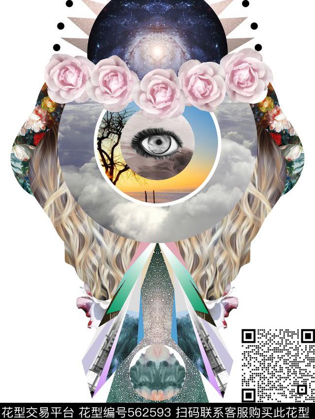 定位抽象眼睛数码印花华亿平台下载（图片编号: 562593） - 瓦栏（Walan）