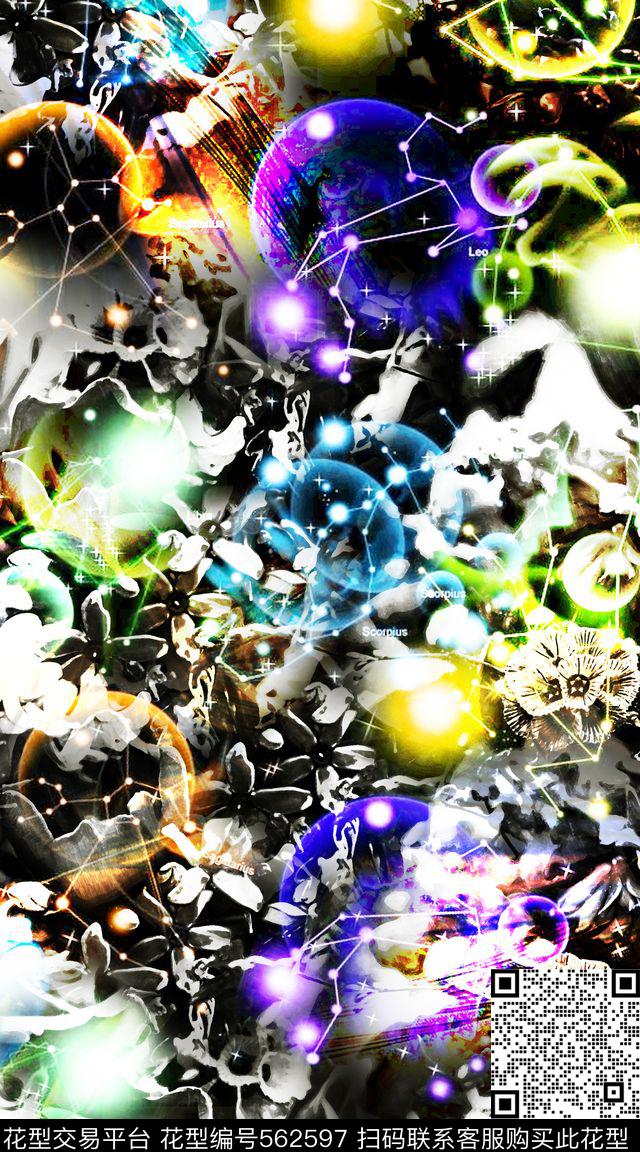 时尚数码印花服装炫彩光感花卉数码印花华亿平台下载（图片编号: 562597） - 瓦栏（Walan）