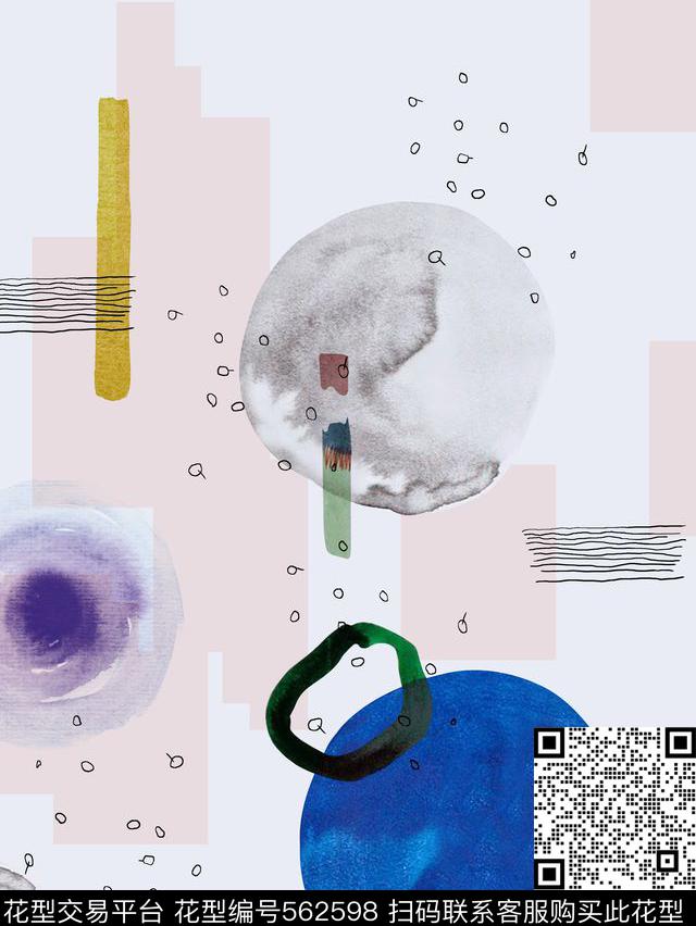 抽象定位几何数码印花华亿平台下载（图片编号: 562598） - 瓦栏（Walan）