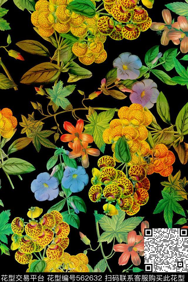 复古花卉服装数码印花华亿平台下载（图片编号: 562632） - 瓦栏（Walan）