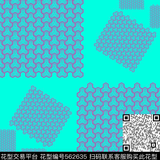 抽象几何撞色传统印花华亿平台下载（图片编号: 562635） - 瓦栏（Walan）