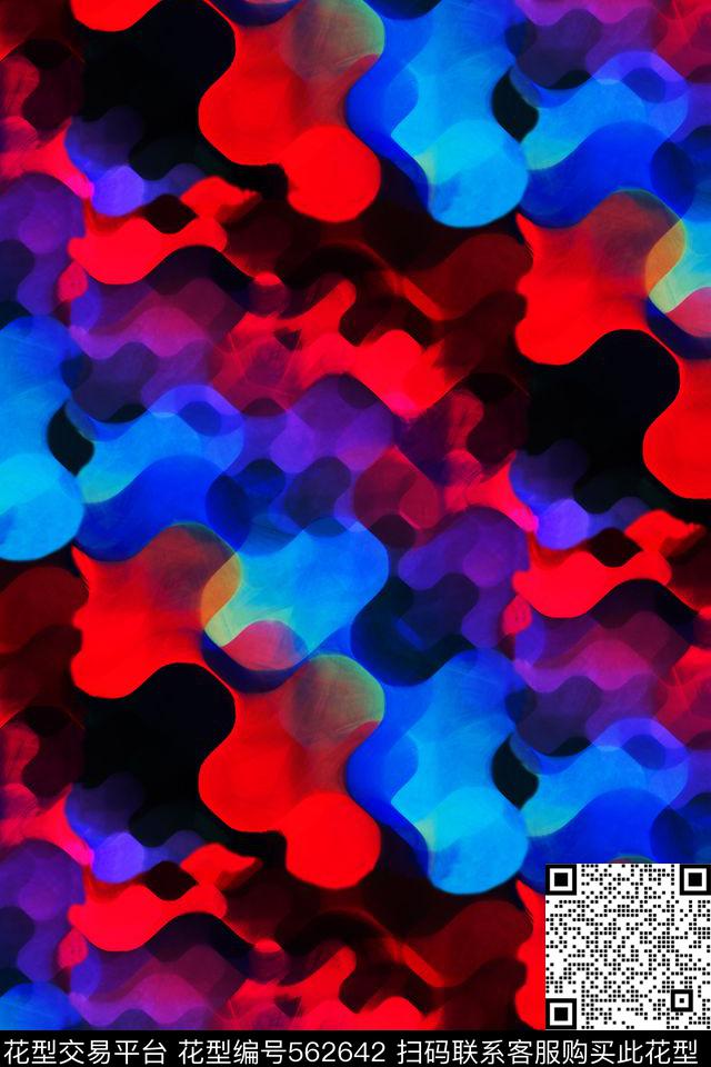 抽象几何肌理户外休闲数码印花华亿平台下载（图片编号: 562642） - 瓦栏（Walan）