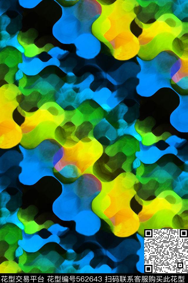 抽象几何肌理户外休闲数码印花华亿平台下载（图片编号: 562643） - 瓦栏（Walan）