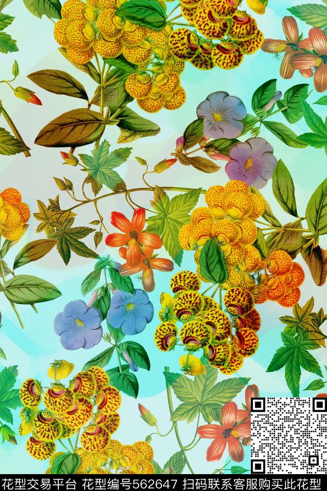 服装复古花卉数码印花华亿平台下载（图片编号: 562647） - 瓦栏（Walan）