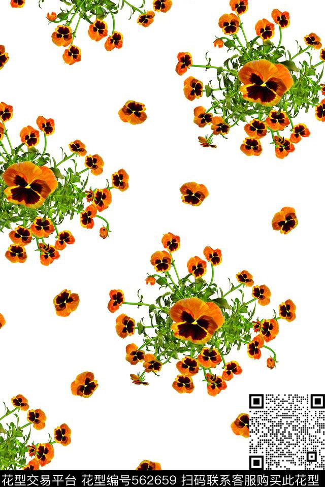 简单清爽规矩的罂粟花流行时尚清爽简单规矩罂粟花服装家纺丝巾花卉传统印花华亿平台下载（图片编号: 562659） - 瓦栏（Walan）